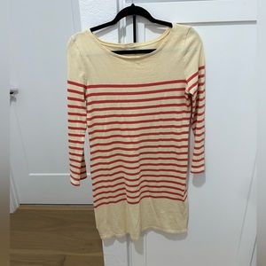 J Crew Cream/Pink Stripe T-Shirt Dress